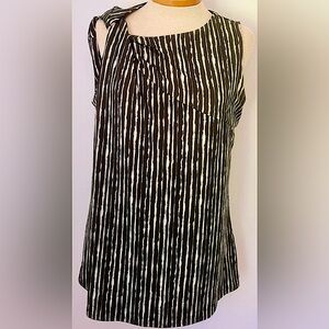 Olive Green Striped Sleeveless Top